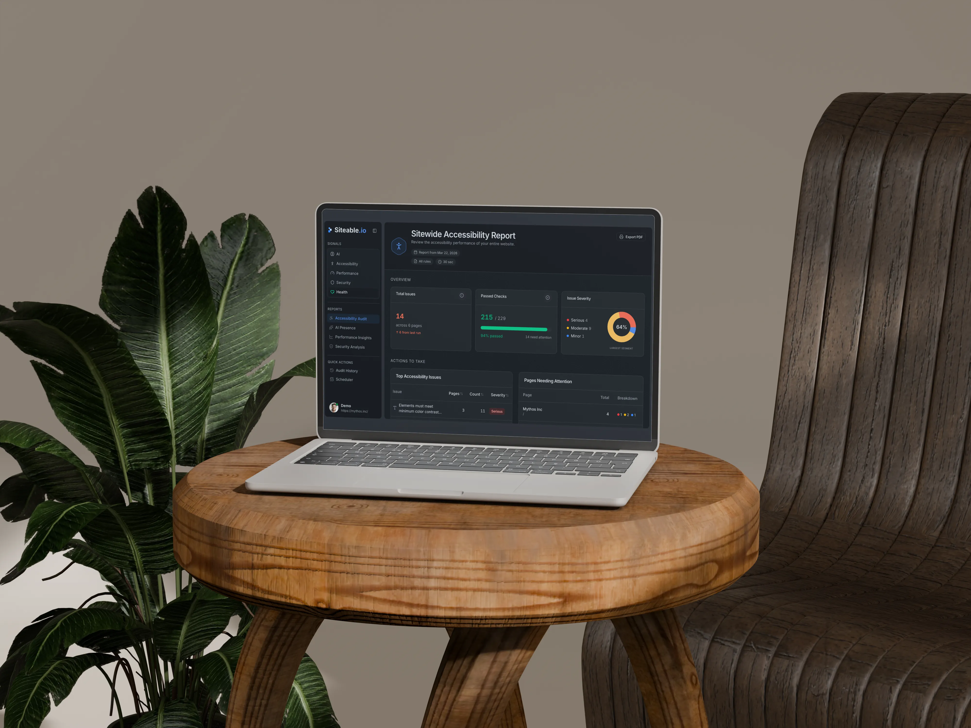 Siteable accessibility audit report dashboard preview