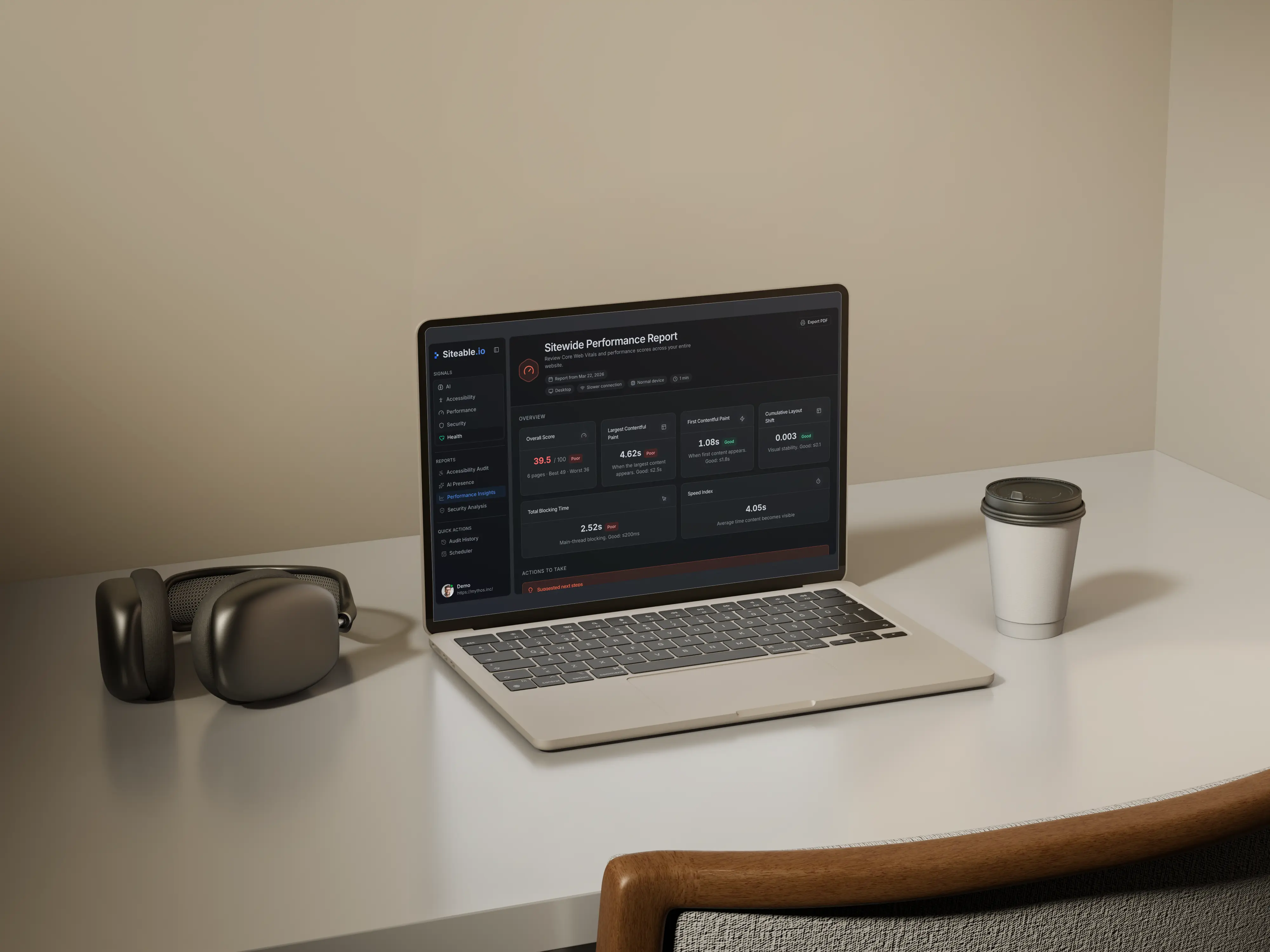 Siteable performance audit report dashboard preview